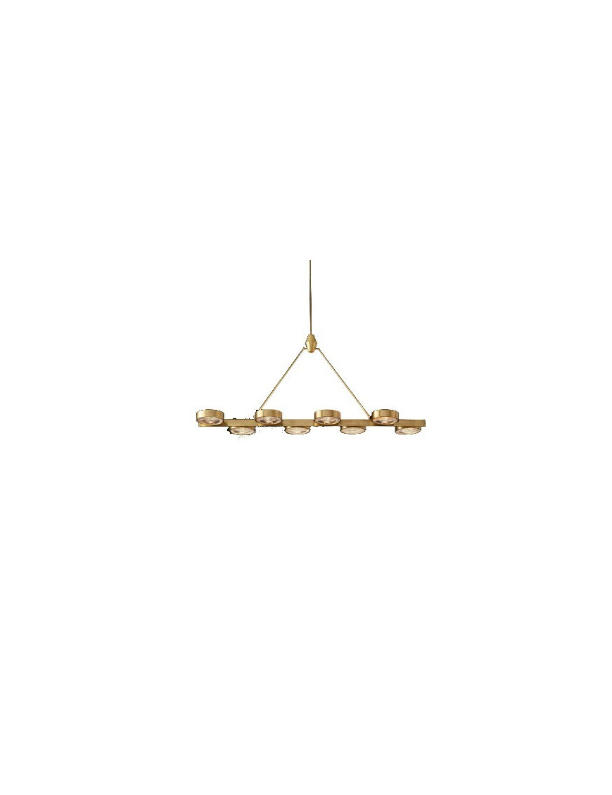 RH MONTESQUIEU LINEAR CHANDELIER Restoration Hardware brass color 8 bulbs front view