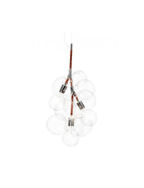 PENDANT BUBBLE CHANDELIER PELLE brown color front view