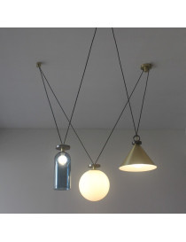 Shape Up Pendant lamp 3 pieces Roll & Hill blue/brass/white color back view