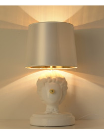 Clown table lamp Lladro white color shade in gold in dining room