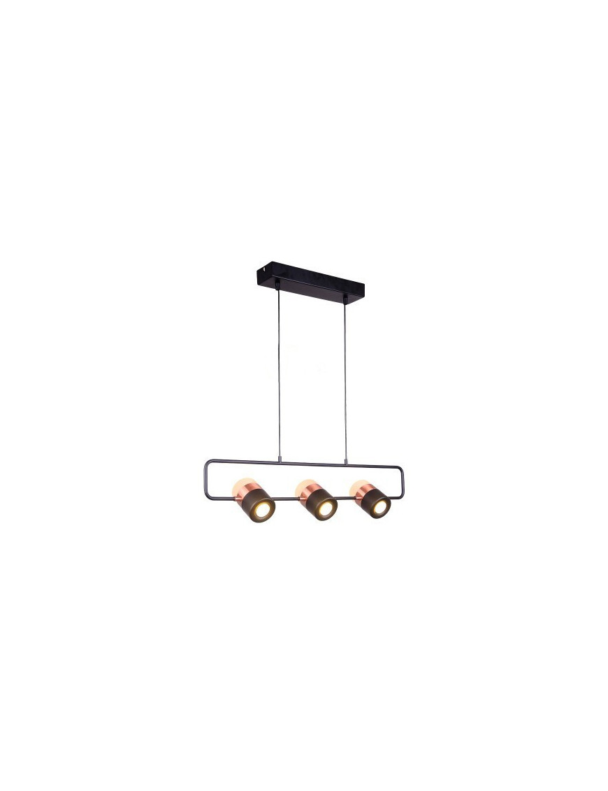 LING LED PENDANT LAMP 3 lights Seed Design black + copper color front view