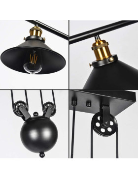 Industrial Iron Pulley triple pendant lamp with 3 Edison bulbs