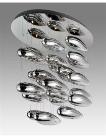 Mercury cluster ceiling lamp Artemide chrome color 25 pebbles front view