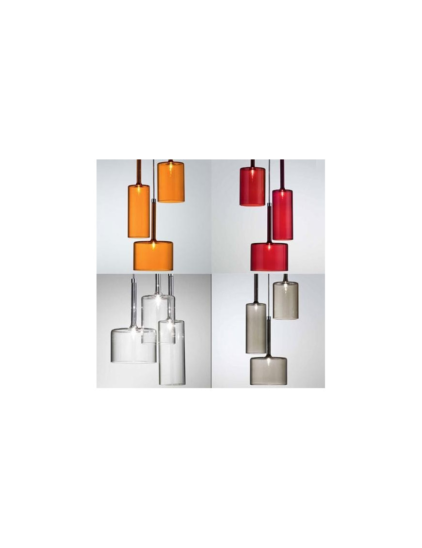 Spillray pendant lamp M Axo red color / white color / smoke color / orange color side view