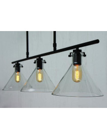 Meridian clear glass funnel Chandelier with Edison bulbs Pottery Barn black color side view