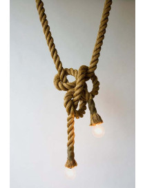 Manila rope flax pendant lamp Pottery Barn natural color 2 lights front view