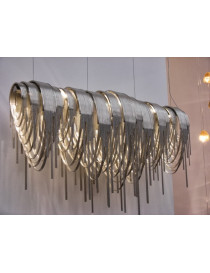 Volver Linear LED chandelier Terzani chrome color with detail