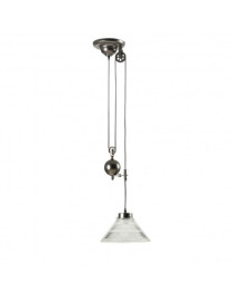 Industrial Pulley single pendant lamp with Edison bulbs Pottery Barn black color front view