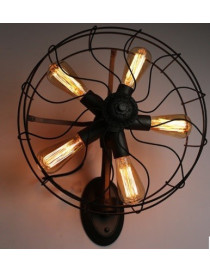 Industrial Retro Edison fan wall lamp black color front view