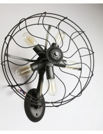 Industrial Retro Edison fan wall lamp black color with detail