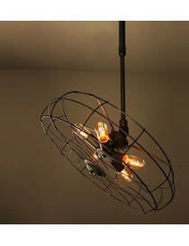 Industrial Retro Edison fan pendant lamp black color front view