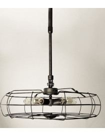 Industrial Retro Edison fan pendant lamp black color side view