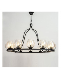 Industrial nordic style Bubble Iron Chandelier Restoration Hardware black color 12 bulbs side view